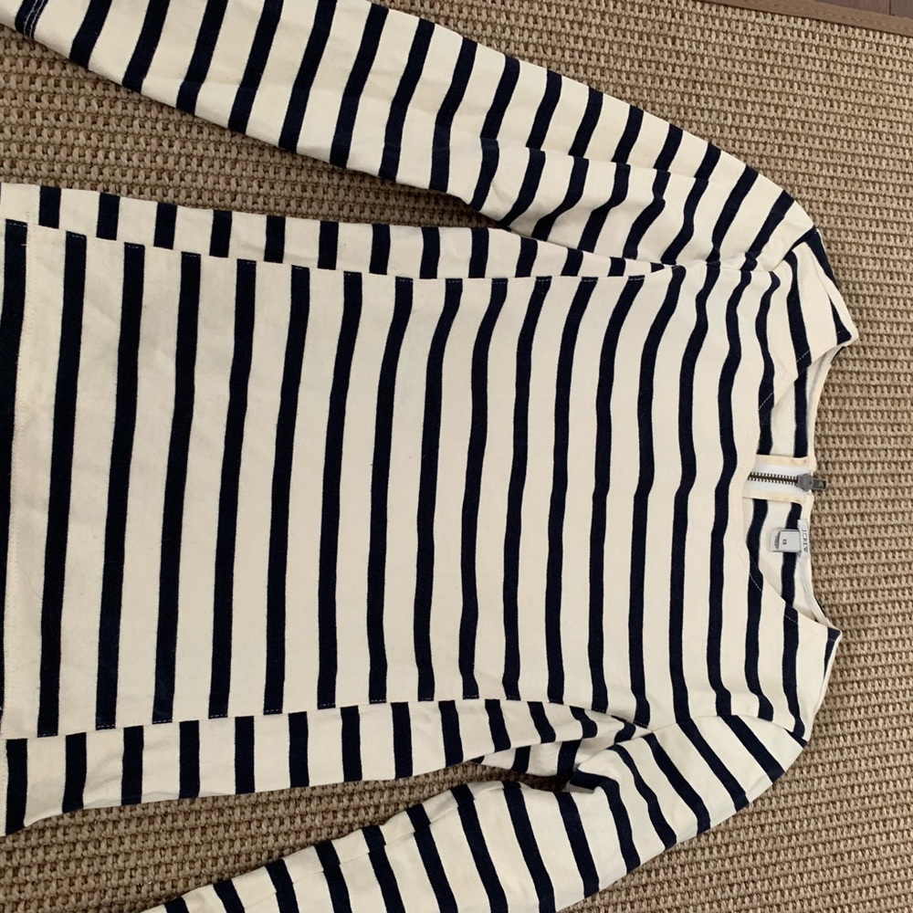 J.Crew Navy & Cream Striped LS Top XS